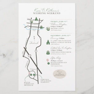 Wedding Day Welcome Map - CUSTOM for Katherine