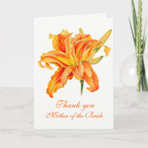 Wedding daylily mother of the bride thank you card