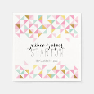 WEDDING DECOR triangle aztec geo pattern pink mint Napkin