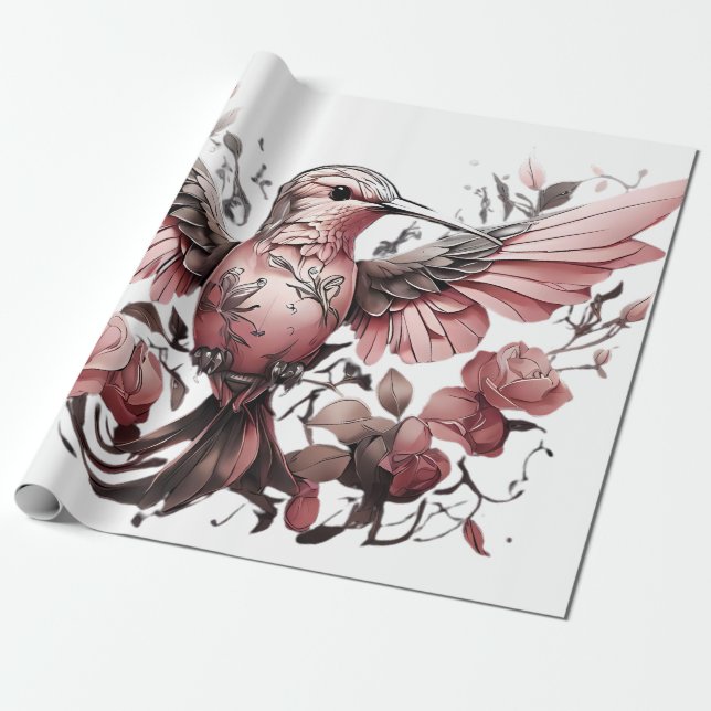 Wedding Decorative Hummingbird Wrapping Paper (Unrolled)