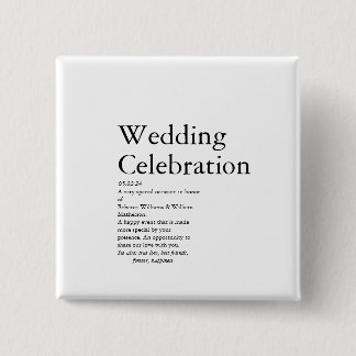 Wedding Definition party 15 Cm Square Badge