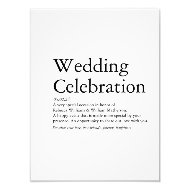 Wedding Definition party   Photo Print (Front)