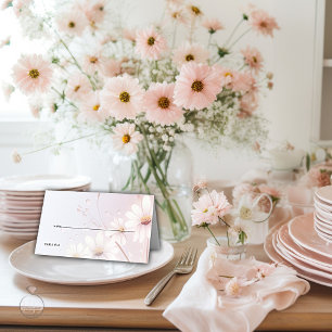 Wedding   Delicate Blush Pink Daisies Place Card