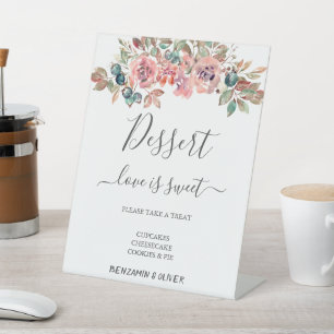 Wedding Dessert Bar Love Sweet Custom Dusty Pedestal Sign