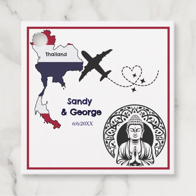 Wedding Destination Abroad - Thailand Favour Tags (Front)