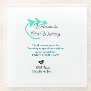 Wedding Destination celebration welcome travel Glass Coaster