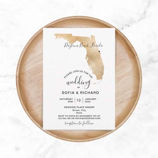 Wedding Destination Florida Map Removable Heart In Invitation (Creator Uploaded)