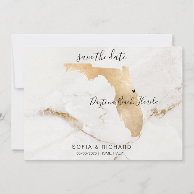 Wedding Destination Florida Map  Removable Heart Invitation (Front)