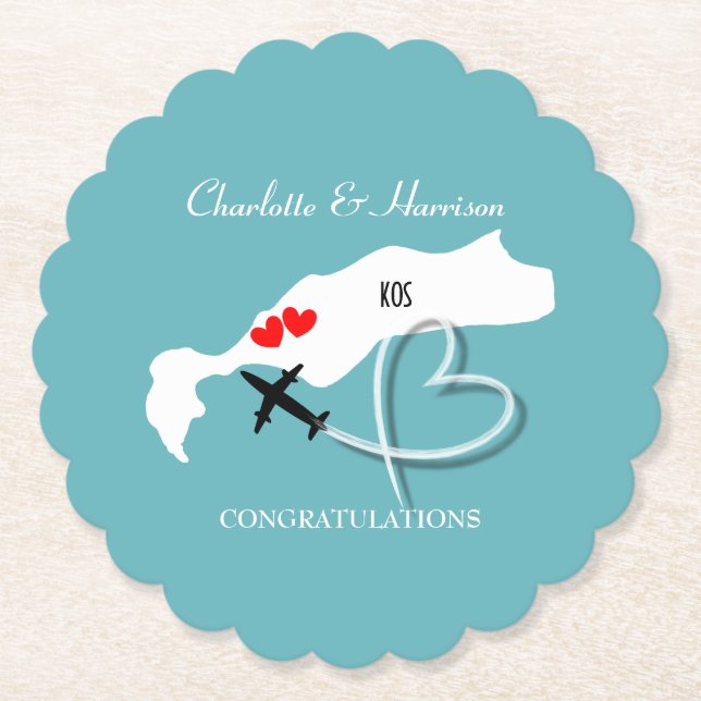 Wedding Destination Kos Paper Coaster (Front)