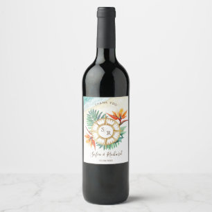 Wedding Destination Passport Compass Thank You Wine Label