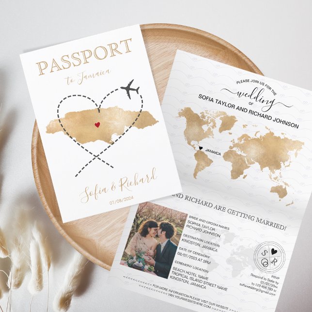 Wedding Destination Passport Jamaica Map QR Code Invitation (Creator Uploaded)