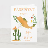 Wedding Destination Passport Mexico Map Watercolor Invitation (Front)