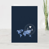 Wedding Destination Passport Navy Blue World Map Invitation (Back)