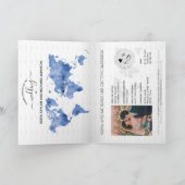 Wedding Destination Passport Navy Blue World Map Invitation (Inside)