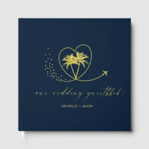 Wedding Destination Passport Palm Tree Thank You Guest Book