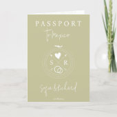 Wedding Destination Passport Sage World Map Invitation (Front)