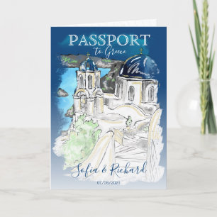 Wedding Destination Passport Santorini Greece Invi Invitation