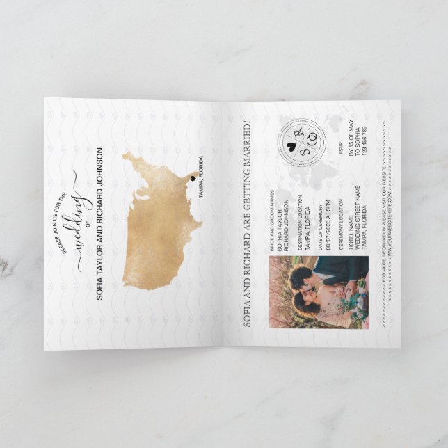 Wedding Destination Passport US Map Florida Invitation (Inside)