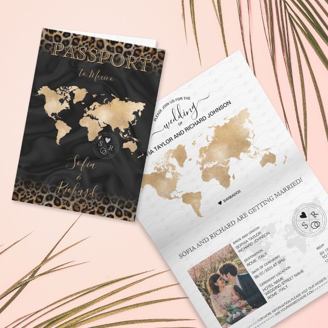 Wedding Destination Passport World Map Animal  Invitation (Wedding Destination Passport World Map Animal Invitation)