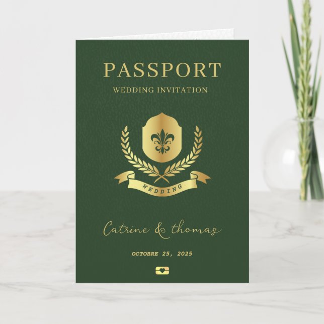 Wedding Destination Passport World Map Invitation (Front)