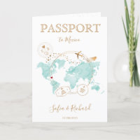 Wedding Destination Passport World Map Mexico