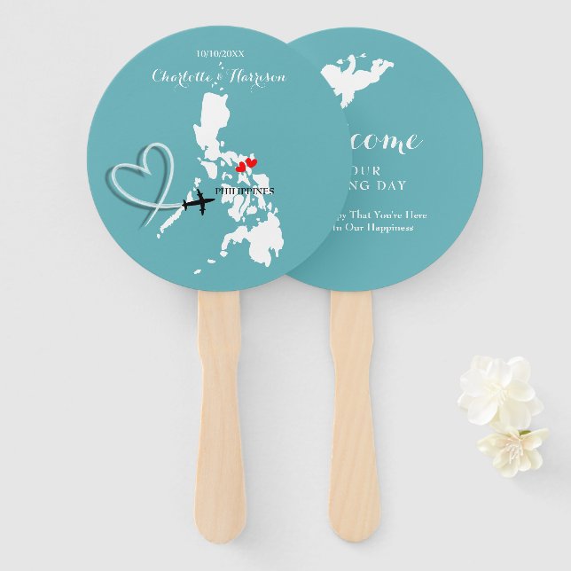 Wedding Destination Philippines Hand Fan (Front and Back)