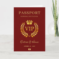  Wedding Destination Red Passport World Map VIP