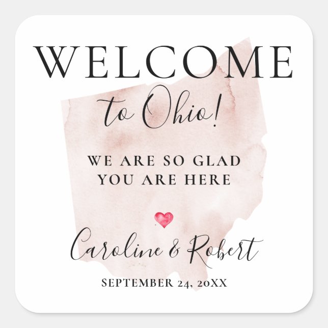 Wedding Destination Welcome Guests Favour Square Sticker (Front)
