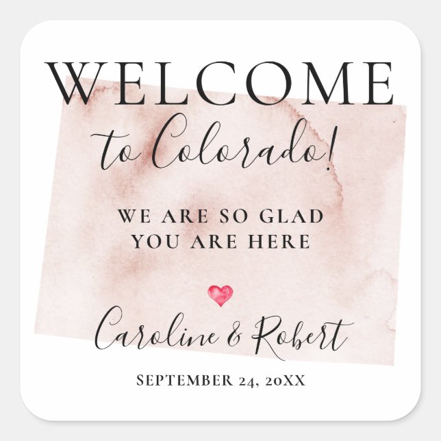Wedding Destination Welcome Guests Favour Square Sticker (Front)