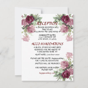 Wedding Detail Card, Information Card