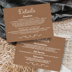 Wedding Detail Insert Card Rustic Country Kraft