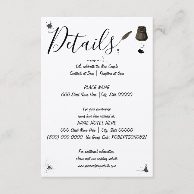 Wedding Detail | Pen & Inkwell | Little Details En Enclosure Card (Front)
