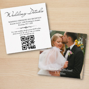 wedding details and rsvp qr code photo minimal enclosure card