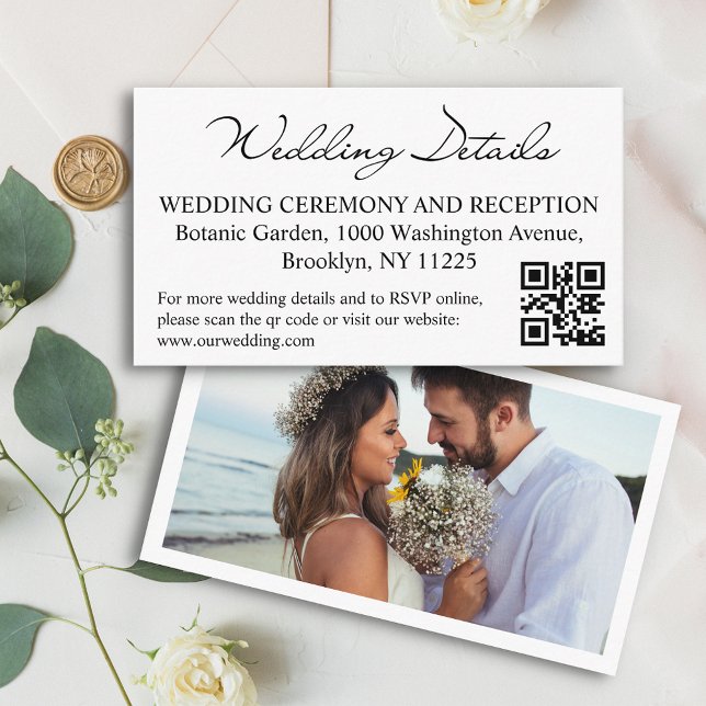 wedding details and rsvp qr code photo modern enclosure card (Creator Uploaded)