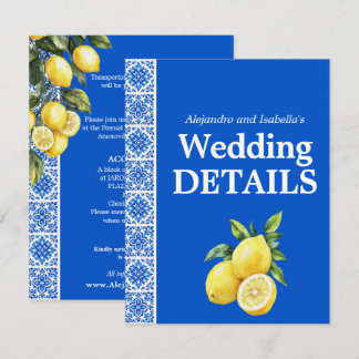 💙🍋  Wedding Details Azul & Limone Romance Enclosure Card