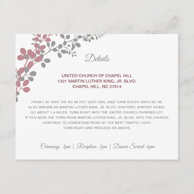 Wedding Details Baby's Breath Dusty Rose Insert (Front)