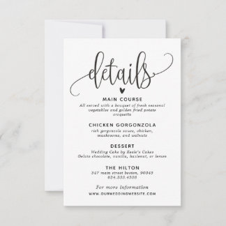 Wedding details card