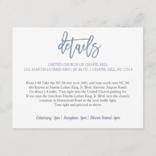 Wedding Details Card Brush Type (Dusty Blue)