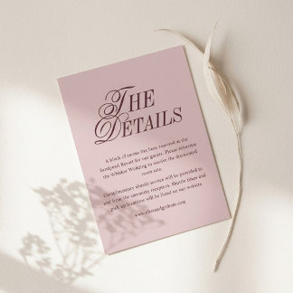 Wedding Details Card | Burgundy Mauve Regency 