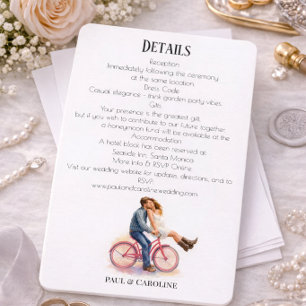 Wedding Details Card Romantic Bicycle Theme