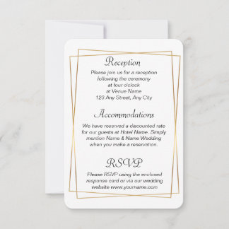 Wedding details card with gold overlapping frames