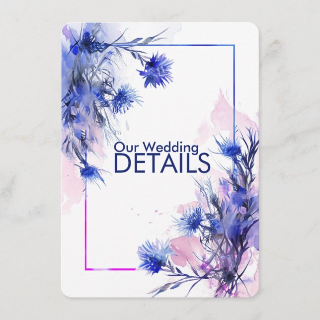 💍Wedding DETAILS Cornflower Reverie  Enclosure Card (Front)