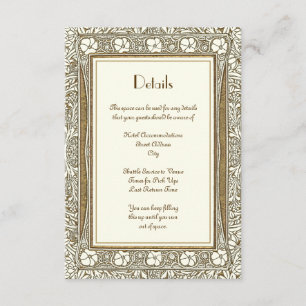 Wedding Details Elegant Gold Ivory Art Nouveau  Enclosure Card