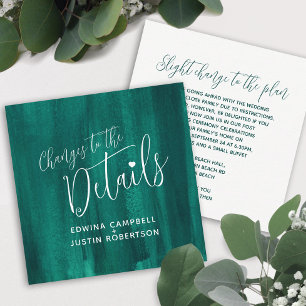 Wedding details emerald green art changes enclosure card