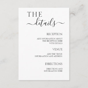 Wedding Details Enclosure Minimalistic Simple Card