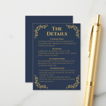 Wedding Details Enclosure - Navy & Gold Theme