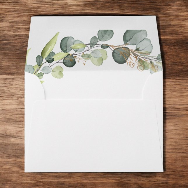 Wedding Details Eucalyptus Greenery Succulent Envelope (Creator Uploaded)