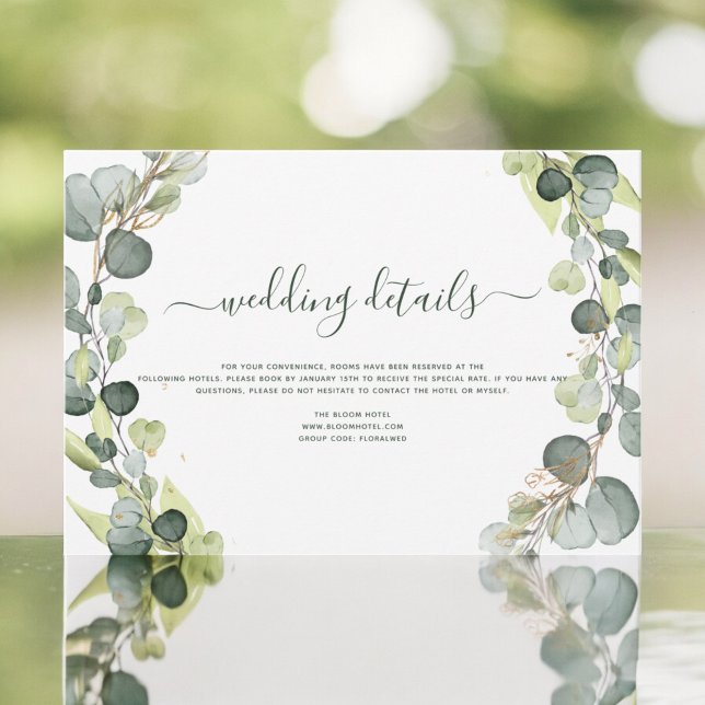 Wedding Details Eucalyptus Greenery Succulent Invitation (Creator Uploaded)
