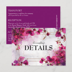 Wedding details Fuchsia Enchantment: Watercolor  Enclosure Card