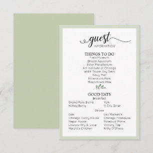 Wedding Details Guest Information Sage Green Enclosure Card